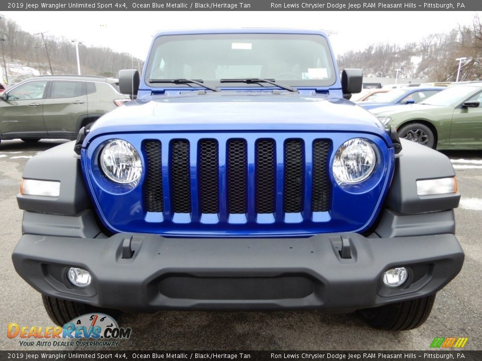 2019 Jeep Wrangler Unlimited Sport 4x4 Ocean Blue Metallic / Black/Heritage Tan Photo #9