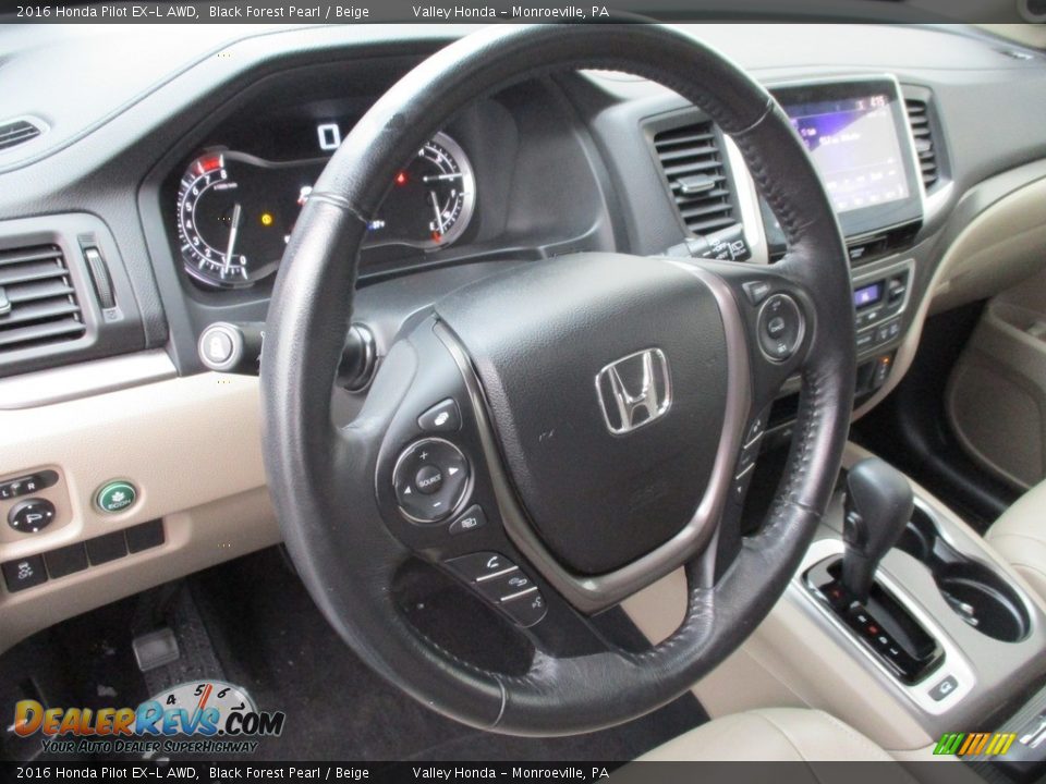 2016 Honda Pilot EX-L AWD Black Forest Pearl / Beige Photo #13