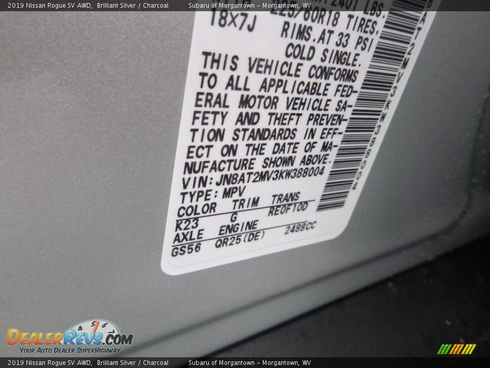 2019 Nissan Rogue SV AWD Brilliant Silver / Charcoal Photo #15