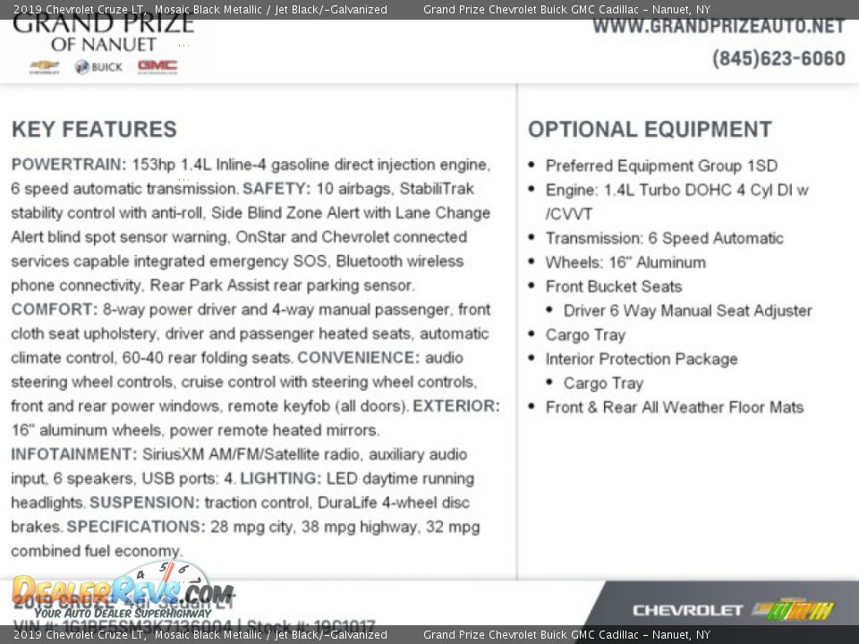 2019 Chevrolet Cruze LT Mosaic Black Metallic / Jet Black/­Galvanized Photo #8