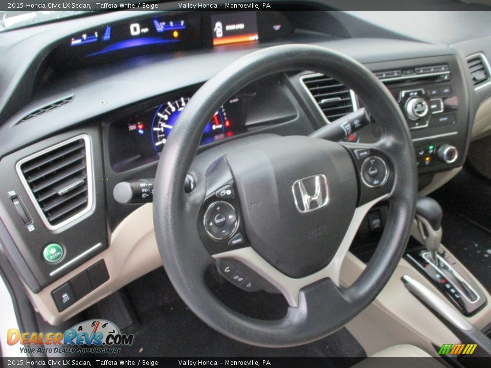 2015 Honda Civic LX Sedan Taffeta White / Beige Photo #12