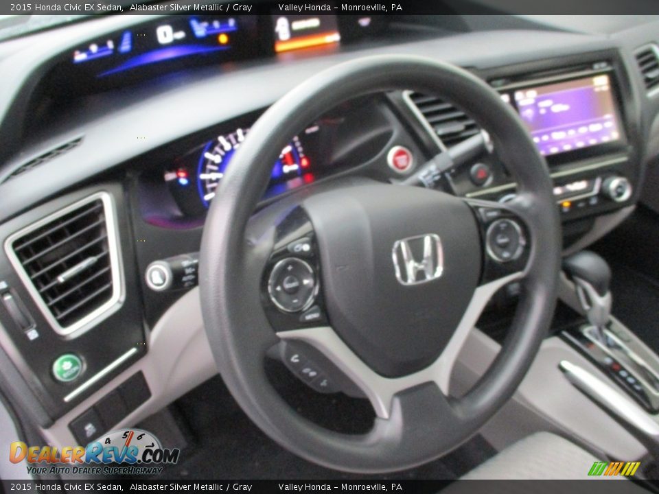 2015 Honda Civic EX Sedan Alabaster Silver Metallic / Gray Photo #14