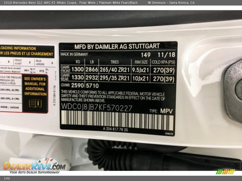 Mercedes-Benz Color Code 149 Polar White