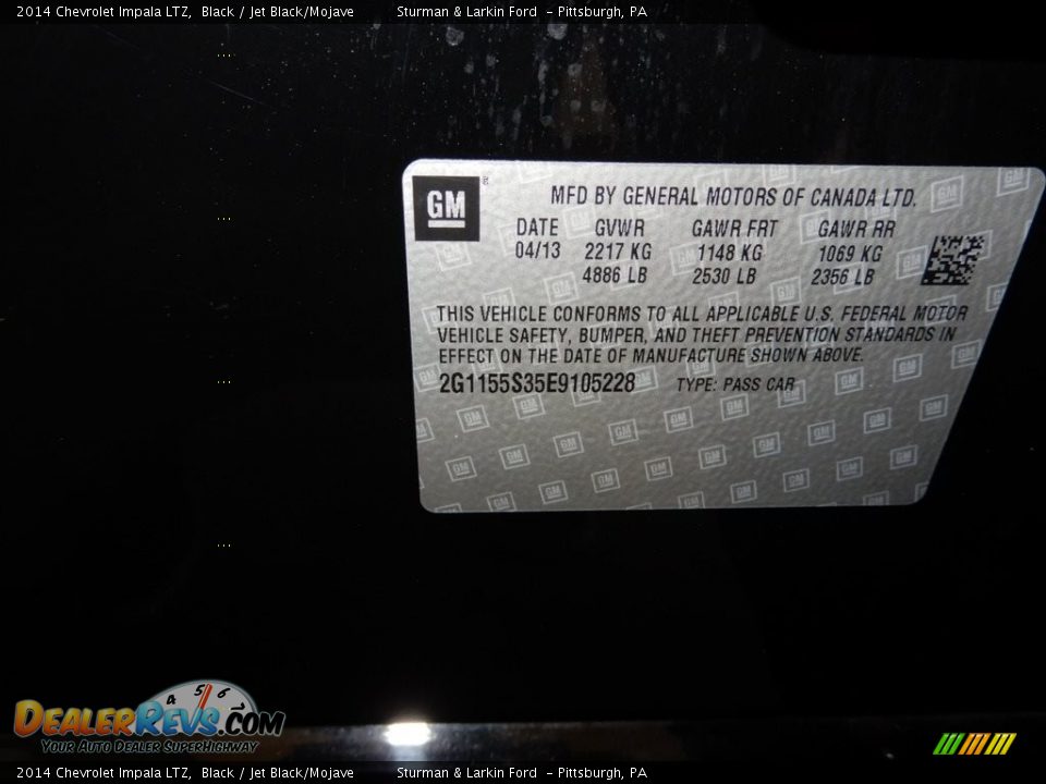 2014 Chevrolet Impala LTZ Black / Jet Black/Mojave Photo #16