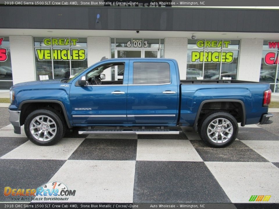2018 GMC Sierra 1500 SLT Crew Cab 4WD Stone Blue Metallic / Cocoa/­Dune Photo #1