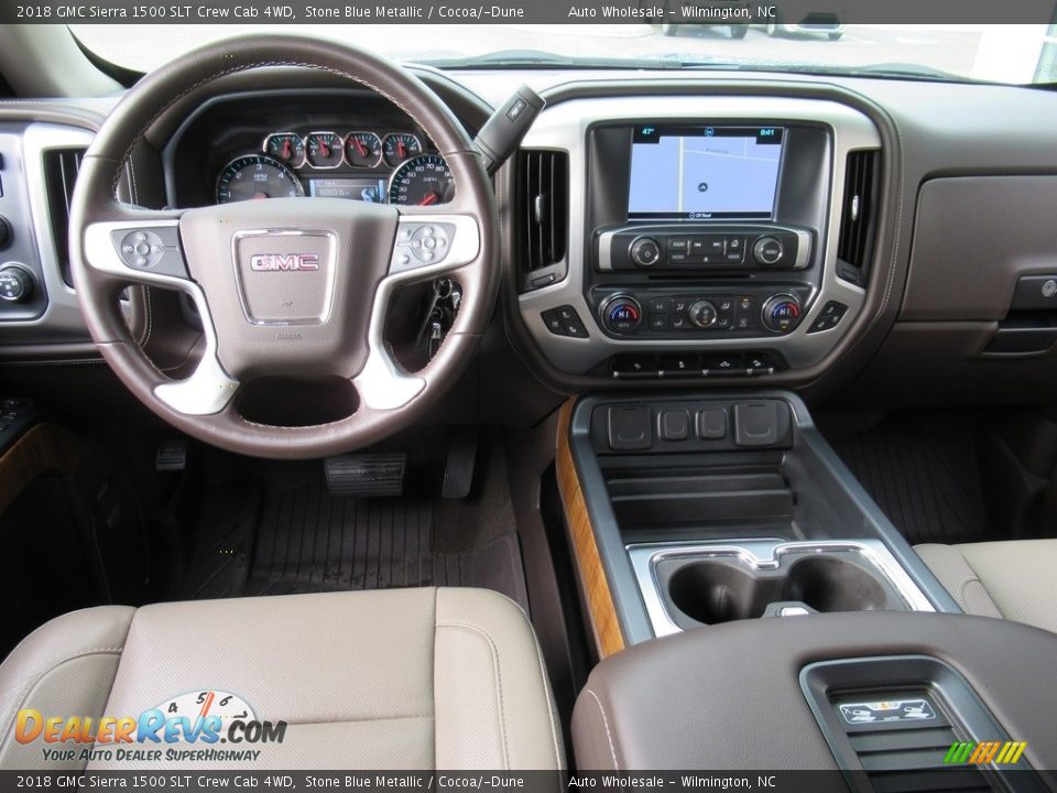 2018 GMC Sierra 1500 SLT Crew Cab 4WD Stone Blue Metallic / Cocoa/­Dune Photo #15