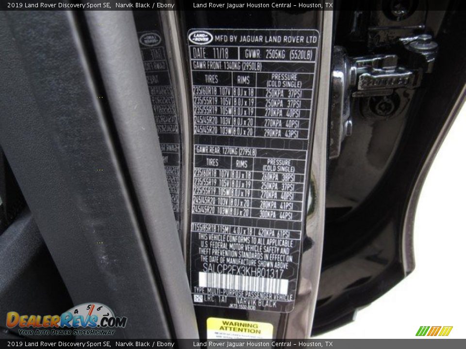 2019 Land Rover Discovery Sport SE Narvik Black / Ebony Photo #35