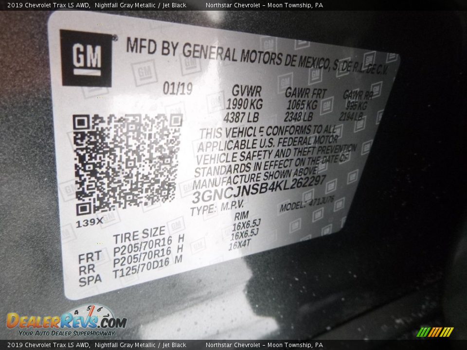 2019 Chevrolet Trax LS AWD Nightfall Gray Metallic / Jet Black Photo #16