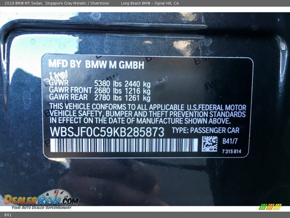 BMW Color Code B41 Singapore Gray Metallic