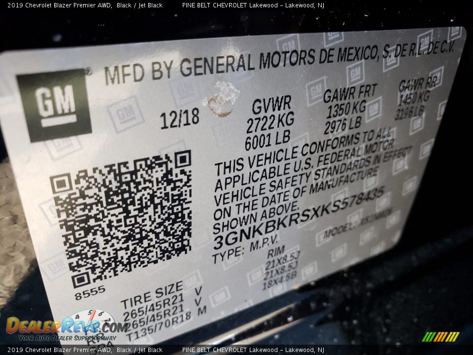 2019 Chevrolet Blazer Premier AWD Black / Jet Black Photo #9