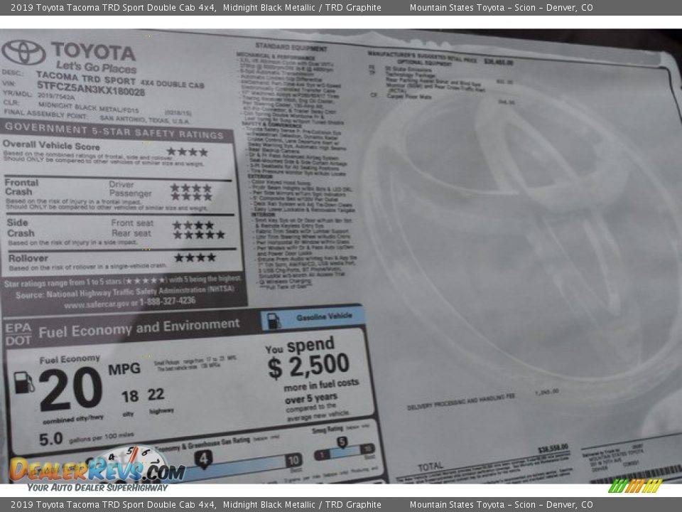 2019 Toyota Tacoma TRD Sport Double Cab 4x4 Midnight Black Metallic / TRD Graphite Photo #36