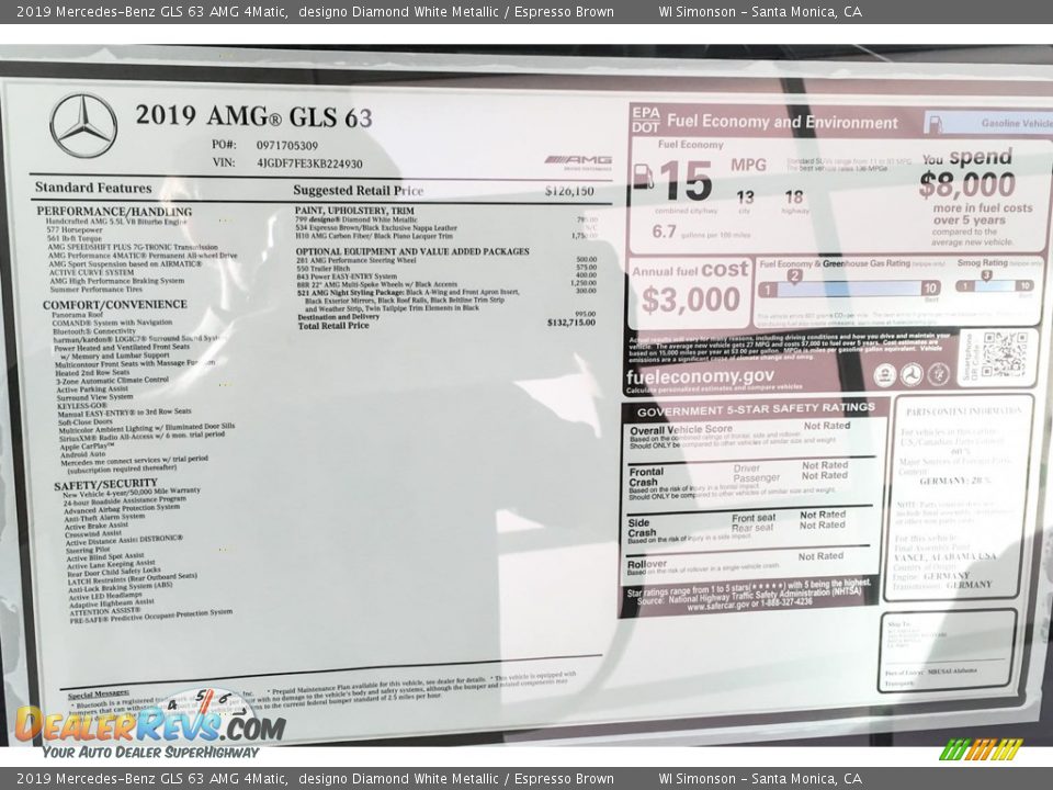 2019 Mercedes-Benz GLS 63 AMG 4Matic Window Sticker Photo #10