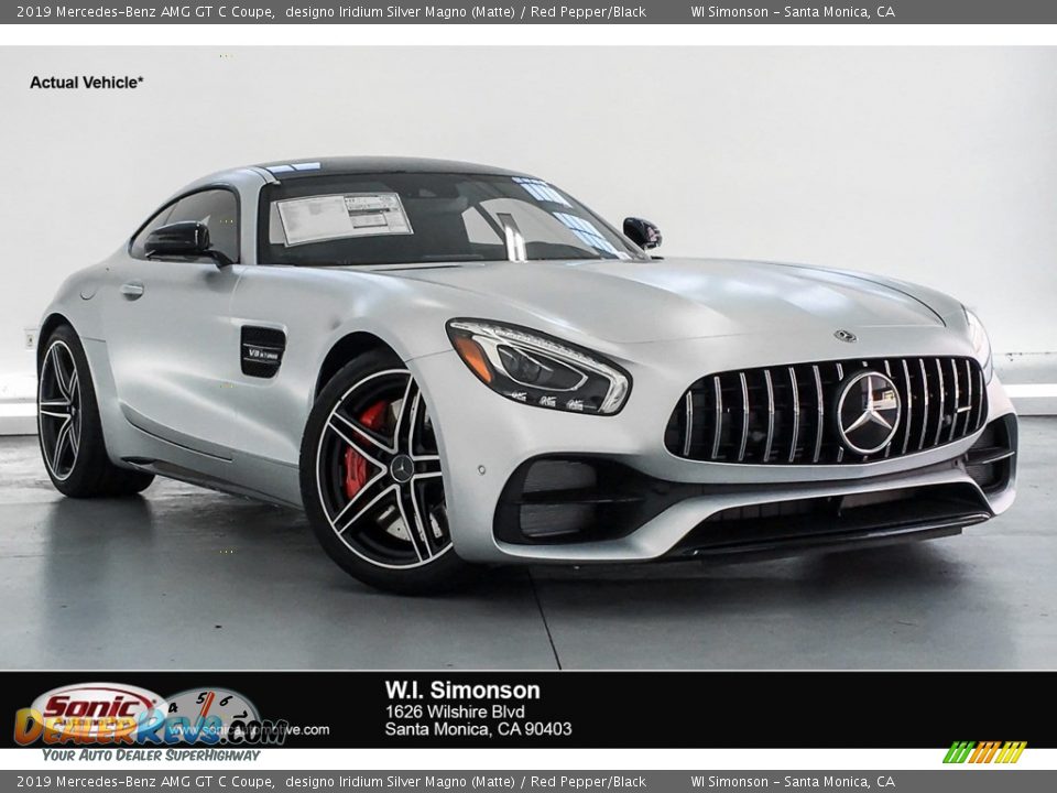 2019 Mercedes-Benz AMG GT C Coupe designo Iridium Silver Magno (Matte) / Red Pepper/Black Photo #1