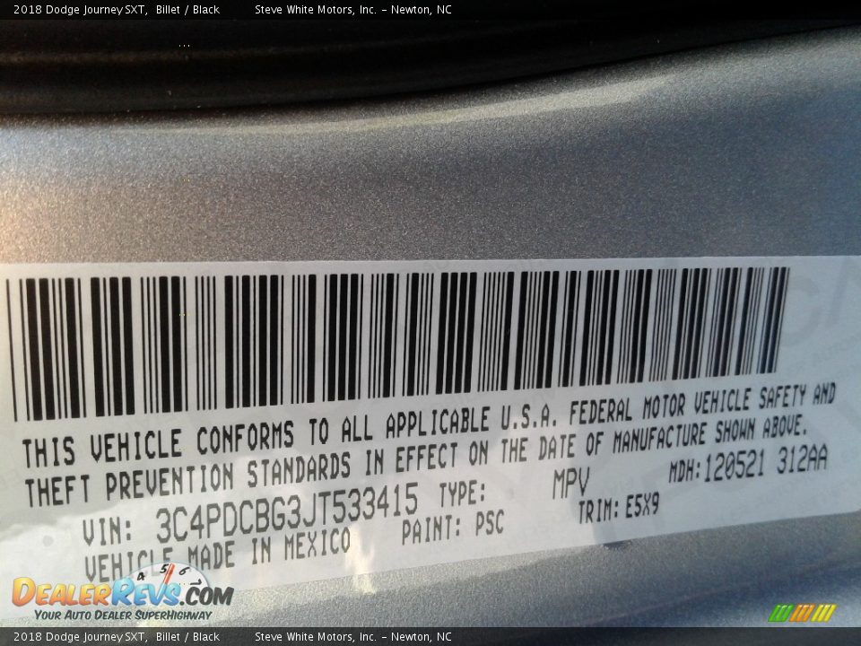 2018 Dodge Journey SXT Billet / Black Photo #35