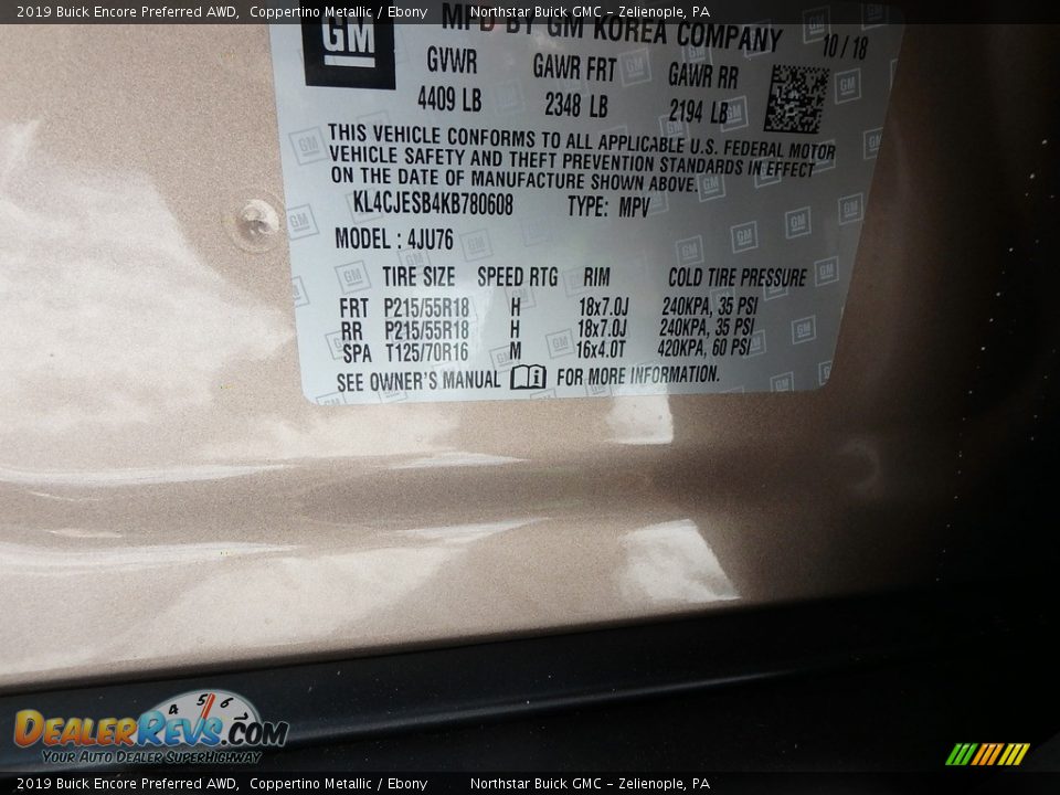 2019 Buick Encore Preferred AWD Coppertino Metallic / Ebony Photo #16