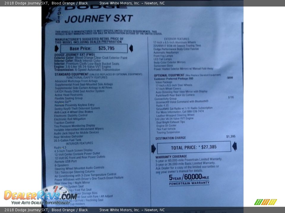 2018 Dodge Journey SXT Blood Orange / Black Photo #34
