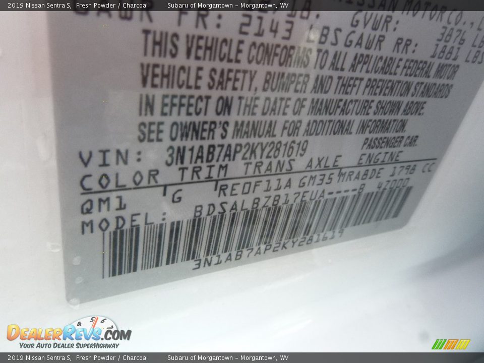 2019 Nissan Sentra S Fresh Powder / Charcoal Photo #14