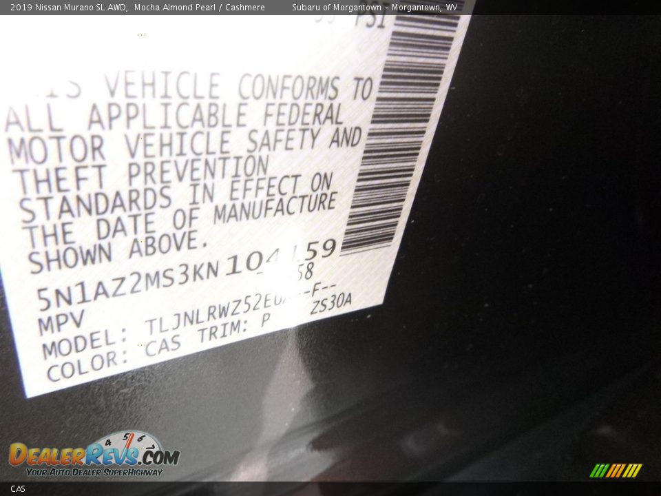 Nissan Color Code CAS Mocha Almond Pearl