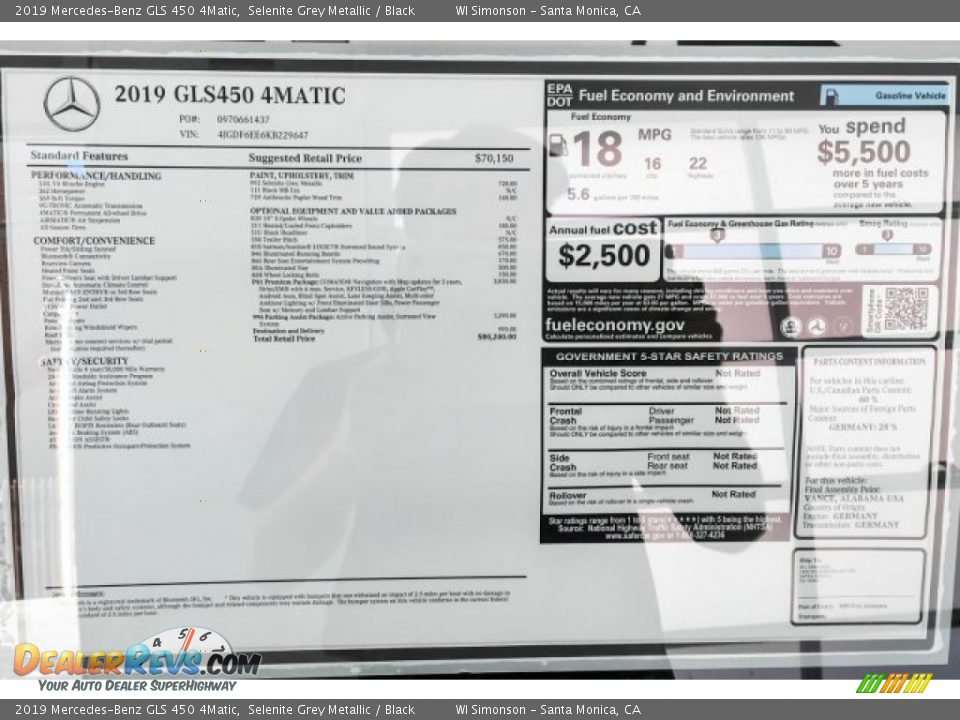 2019 Mercedes-Benz GLS 450 4Matic Selenite Grey Metallic / Black Photo #10