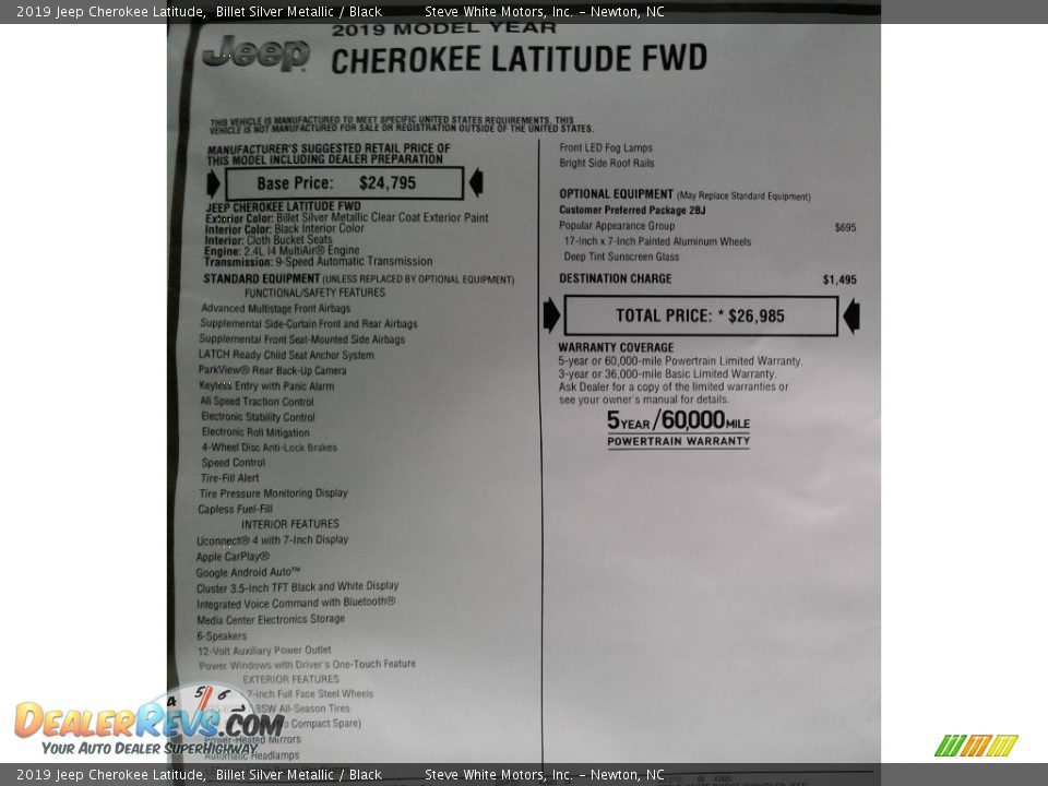 2019 Jeep Cherokee Latitude Billet Silver Metallic / Black Photo #31