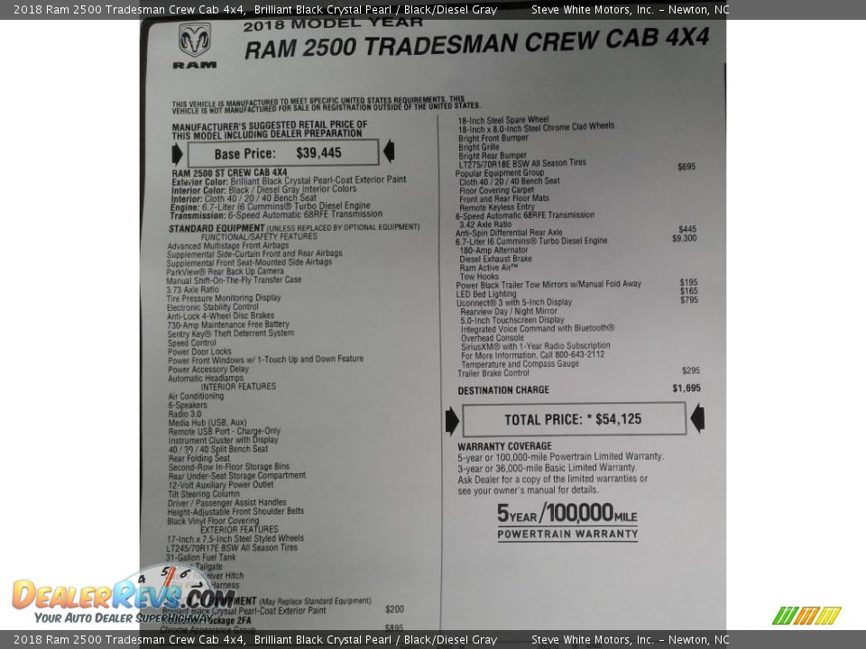2018 Ram 2500 Tradesman Crew Cab 4x4 Brilliant Black Crystal Pearl / Black/Diesel Gray Photo #28