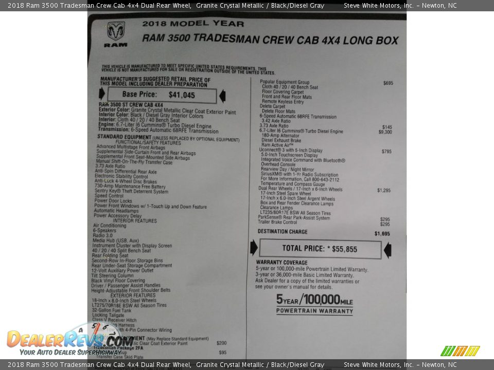 2018 Ram 3500 Tradesman Crew Cab 4x4 Dual Rear Wheel Granite Crystal Metallic / Black/Diesel Gray Photo #28