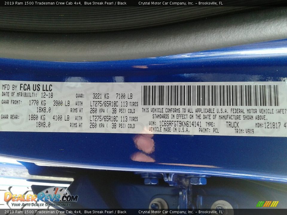 2019 Ram 1500 Tradesman Crew Cab 4x4 Blue Streak Pearl / Black Photo #21