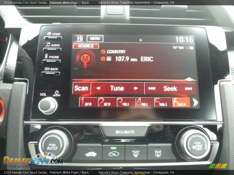 2019 Honda Civic Sport Sedan Platinum White Pearl / Black Photo #12