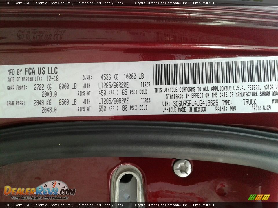 2018 Ram 2500 Laramie Crew Cab 4x4 Delmonico Red Pearl / Black Photo #22