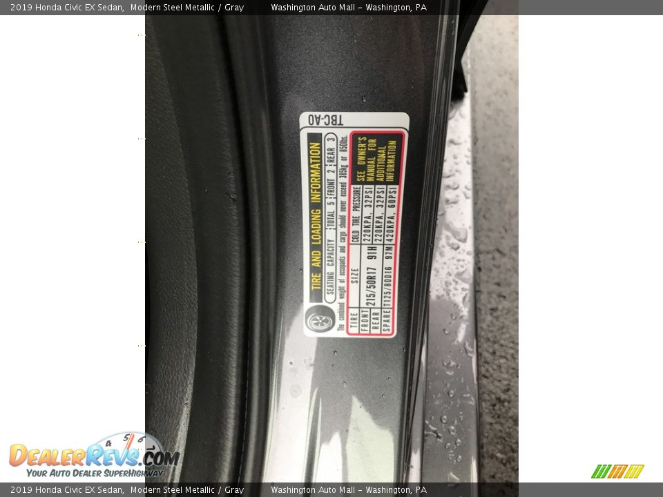 2019 Honda Civic EX Sedan Modern Steel Metallic / Gray Photo #11