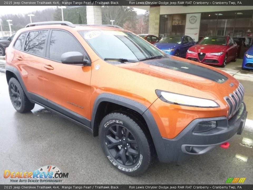 2015 Jeep Cherokee Trailhawk 4x4 Mango Tango Pearl / Trailhawk Black Photo #3