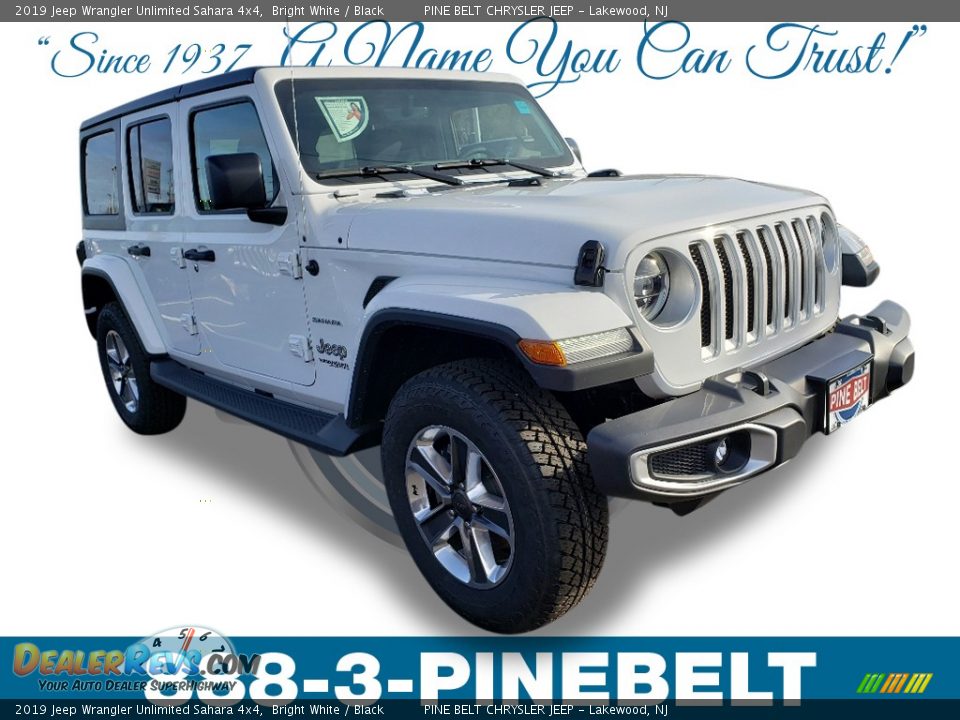 2019 Jeep Wrangler Unlimited Sahara 4x4 Bright White / Black Photo #1