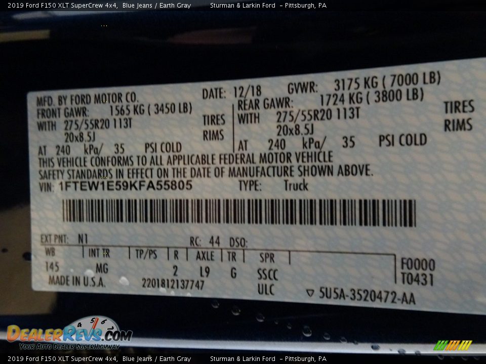 2019 Ford F150 XLT SuperCrew 4x4 Blue Jeans / Earth Gray Photo #10