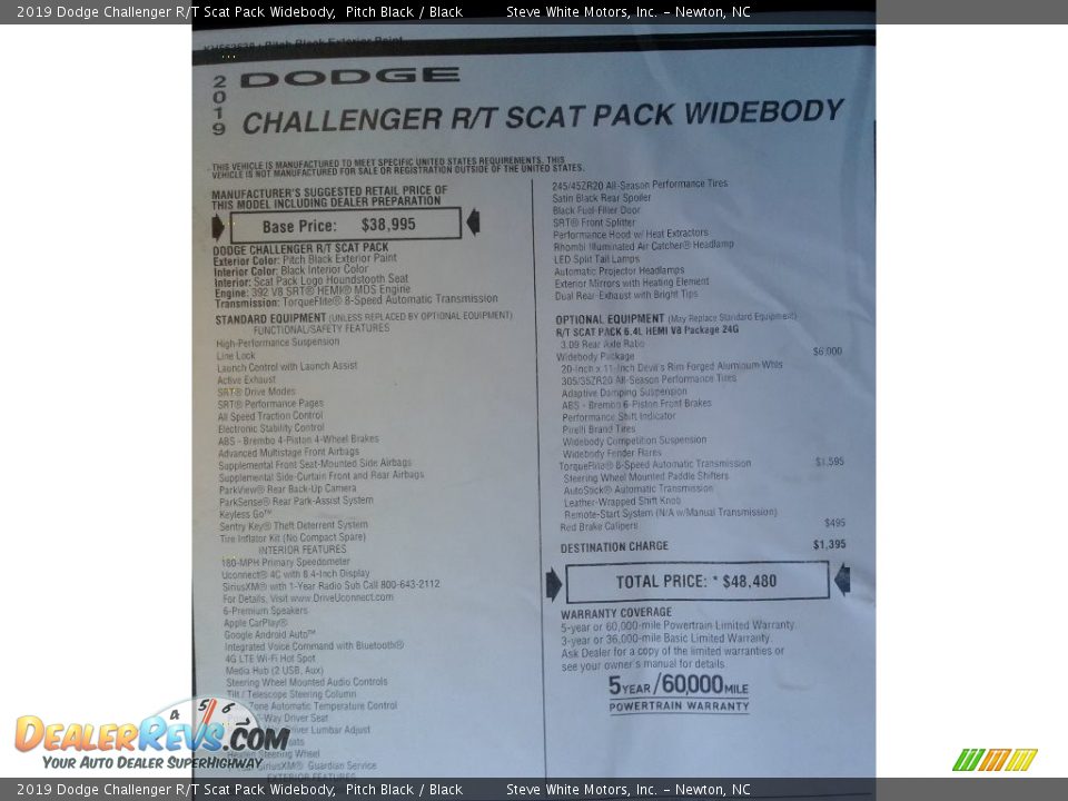 2019 Dodge Challenger R/T Scat Pack Widebody Pitch Black / Black Photo #35