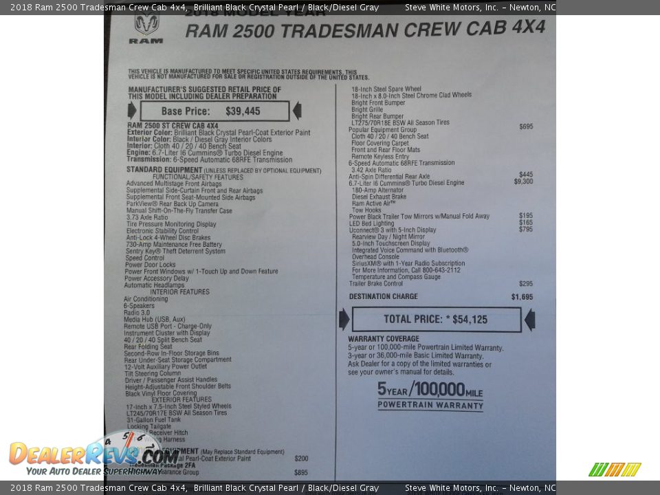 2018 Ram 2500 Tradesman Crew Cab 4x4 Brilliant Black Crystal Pearl / Black/Diesel Gray Photo #28