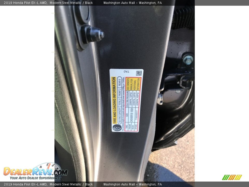 2019 Honda Pilot EX-L AWD Modern Steel Metallic / Black Photo #12