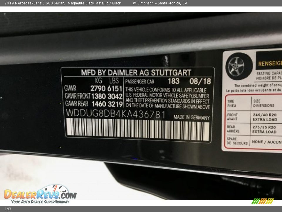 Mercedes-Benz Color Code 183 Magnetite Black Metallic