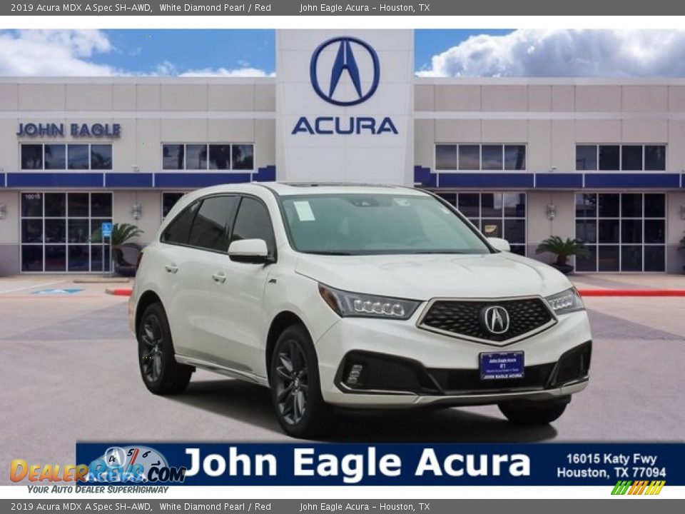 2019 Acura MDX A Spec SH-AWD White Diamond Pearl / Red Photo #1