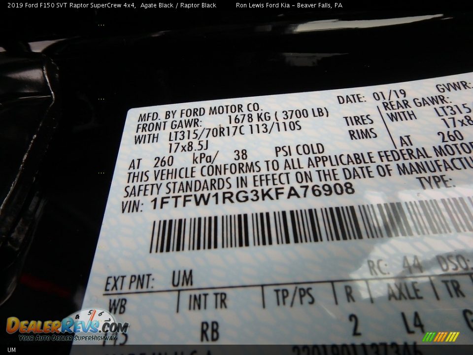 Ford Color Code UM Agate Black