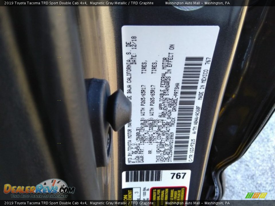 2019 Toyota Tacoma TRD Sport Double Cab 4x4 Magnetic Gray Metallic / TRD Graphite Photo #21
