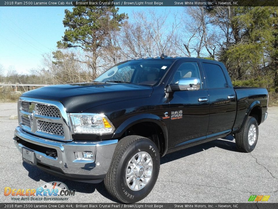 2018 Ram 2500 Laramie Crew Cab 4x4 Brilliant Black Crystal Pearl / Brown/Light Frost Beige Photo #2