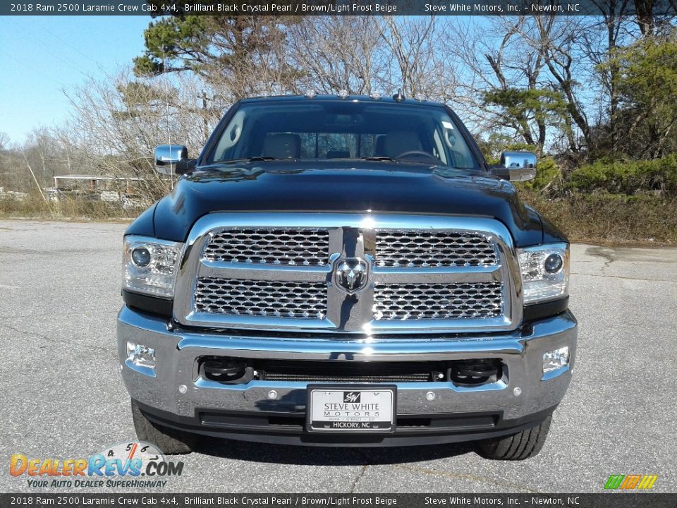 2018 Ram 2500 Laramie Crew Cab 4x4 Brilliant Black Crystal Pearl / Brown/Light Frost Beige Photo #3