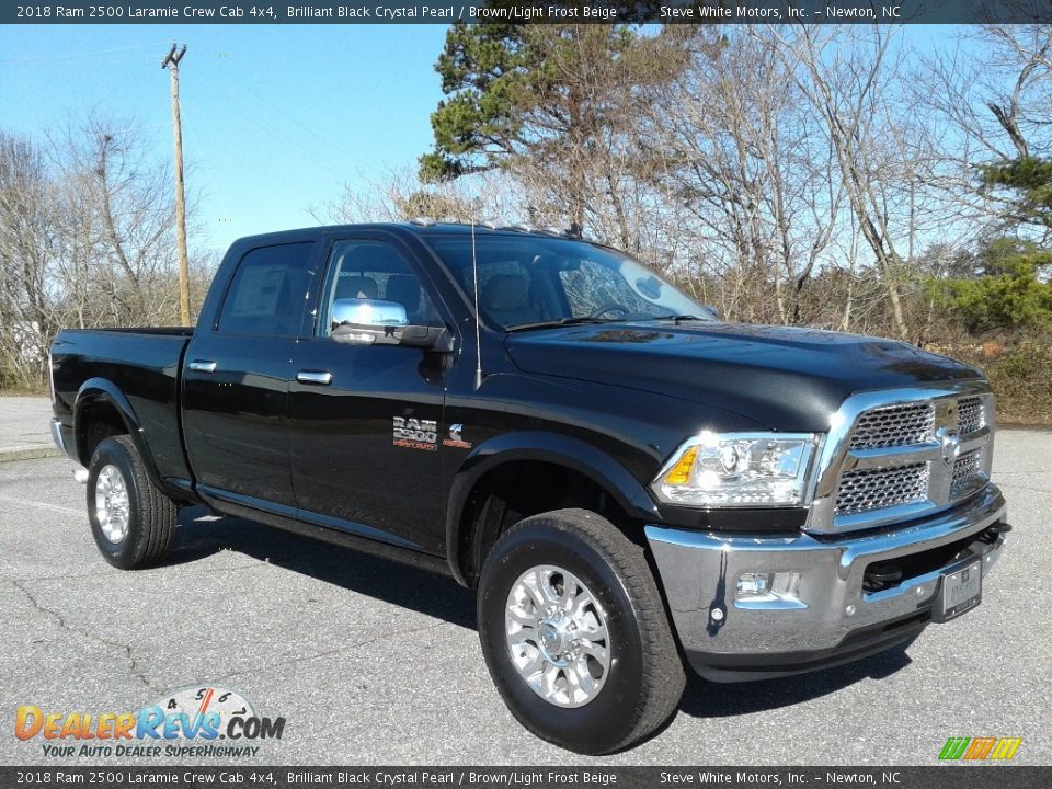 2018 Ram 2500 Laramie Crew Cab 4x4 Brilliant Black Crystal Pearl / Brown/Light Frost Beige Photo #4