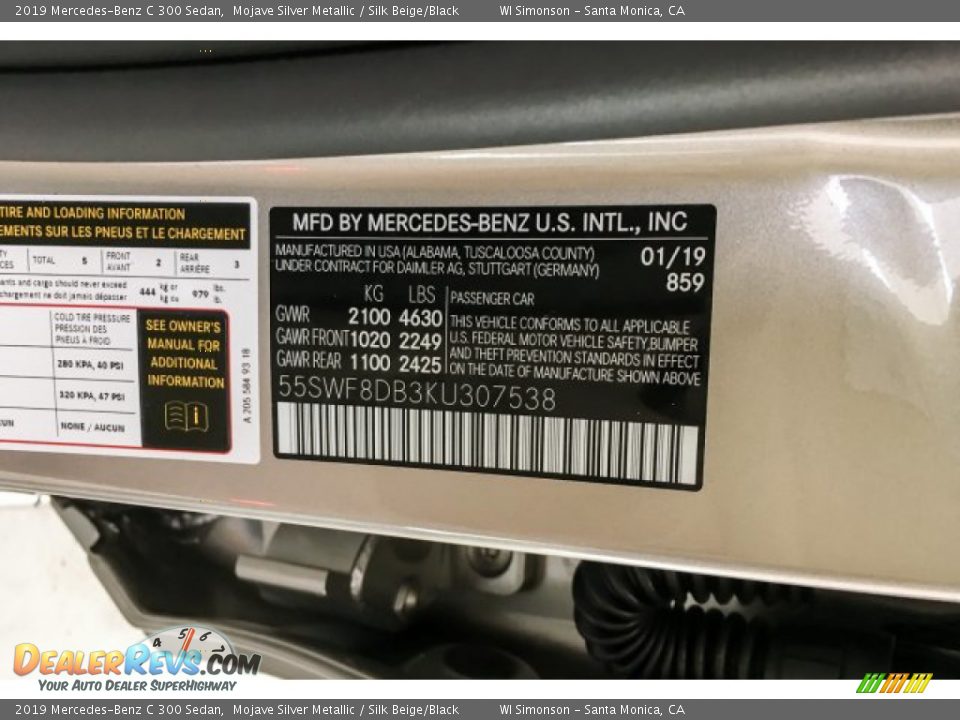 2019 Mercedes-Benz C 300 Sedan Mojave Silver Metallic / Silk Beige/Black Photo #11