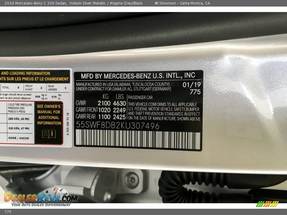 Mercedes-Benz Color Code 775 Iridium Silver Metallic