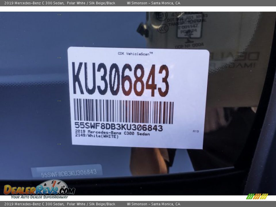2019 Mercedes-Benz C 300 Sedan Polar White / Silk Beige/Black Photo #11