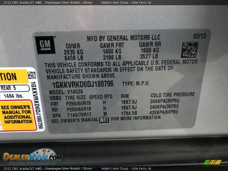 2013 GMC Acadia SLT AWD Champagne Silver Metallic / Ebony Photo #33