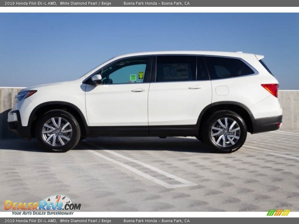2019 Honda Pilot EX-L AWD White Diamond Pearl / Beige Photo #5