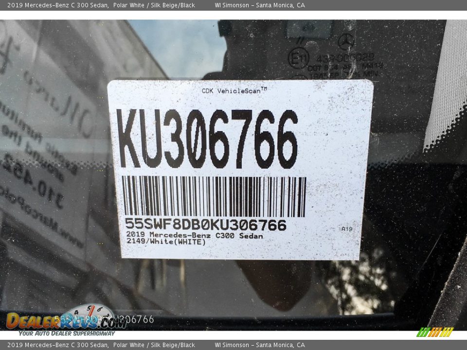 2019 Mercedes-Benz C 300 Sedan Polar White / Silk Beige/Black Photo #11