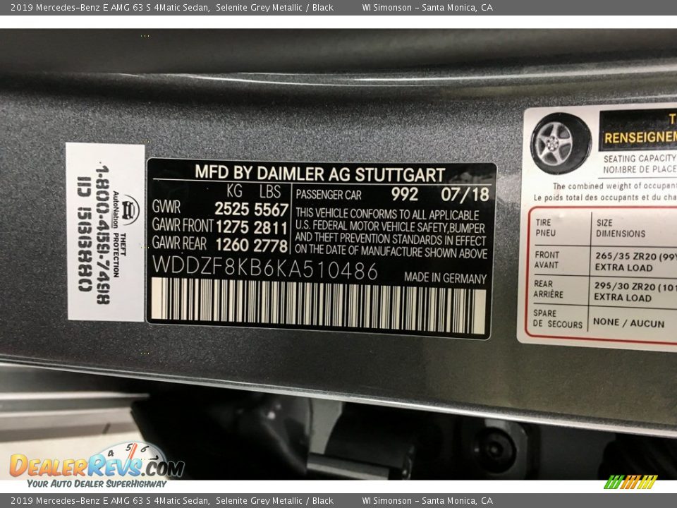 2019 Mercedes-Benz E AMG 63 S 4Matic Sedan Selenite Grey Metallic / Black Photo #11